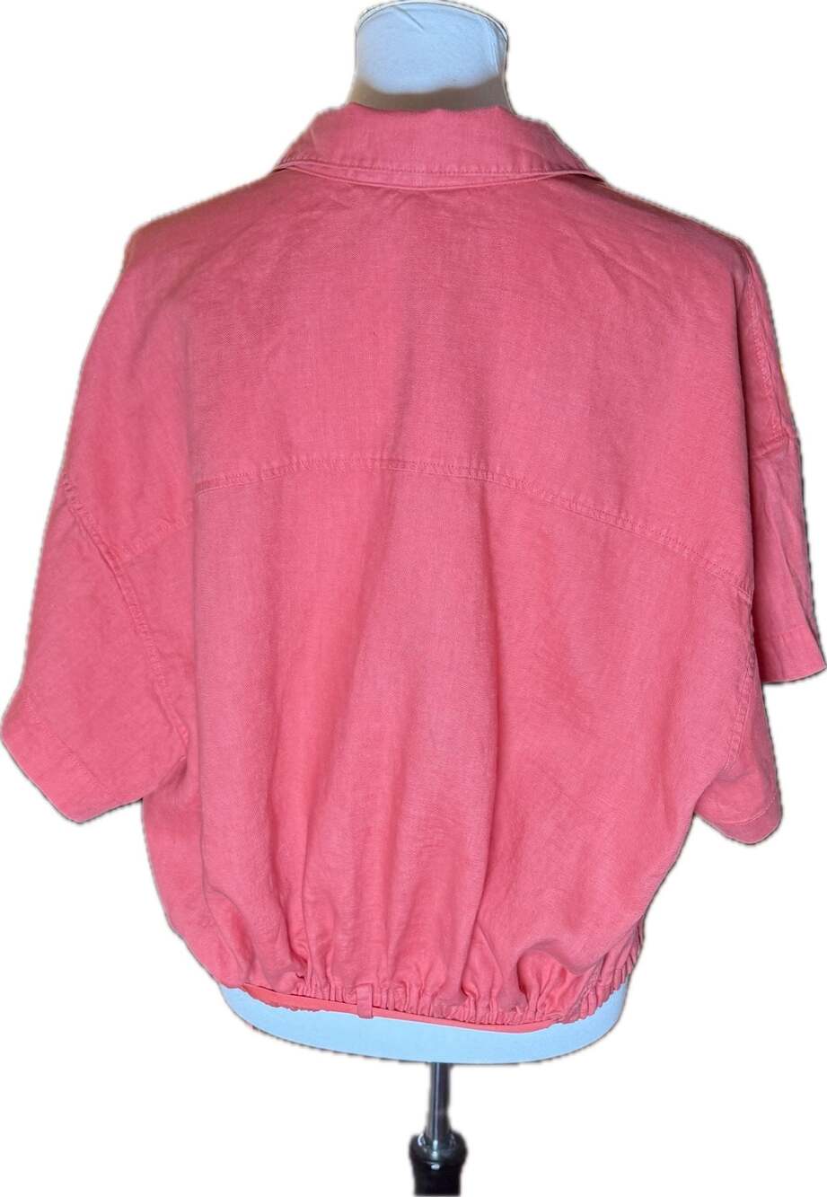 Athleta Playa Linen Short Sleeve Tie Hem Wrap Top Coral 3X - Picture 4 of 7